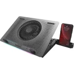 DarkFlash G200 RGB Lightstrip Laptop Cooler, (Black, Silver Metal Panel) with Phone Holder
