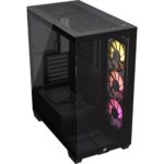 Corsair 3500X ARGB Mid-Tower ATX PC Case: Panoramic Tempered Glass, Reverse Connection Motherboard Compatible, 3x CORSAIR RS120 ARGB Fans Included – Black