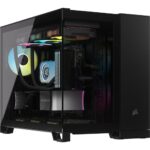 Corsair iCUE Link 2500X RGB Small-Tower mATX Dual Chamber PC Case, Panoramic Tempered Glass, Reverse Connection Motherboard Compatible, 2x Corsair RX120 RGB Fans Included – Black