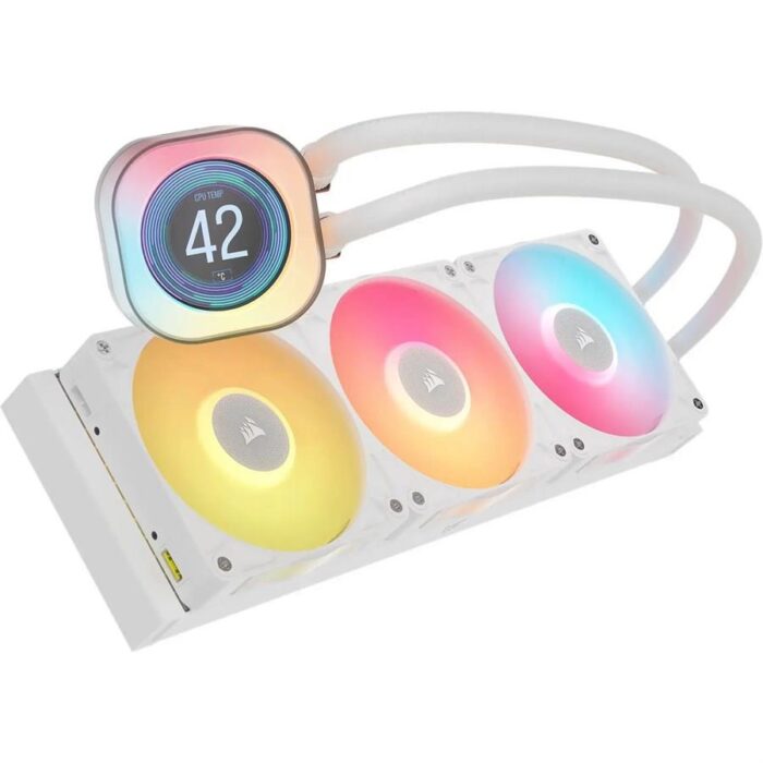 Corsair iCUE Link Titan 360 RX LCD Liquid CPU Cooler: 360mm AIO, Low-Noise, FlowDrive Cooling Engine, Intel LGA 1851/1700, AMD AM5/AM4, 3X RX120 RGB Fans, iCUE Link System Hub Included – White - Image 2