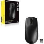 Corsair M75 AIR Wireless Ultra Lightweight Gaming Mouse, 2.4GHz & Bluetooth, 26,000 DPI, Up to 100hrs Battery, iCUE Compatible – Black
