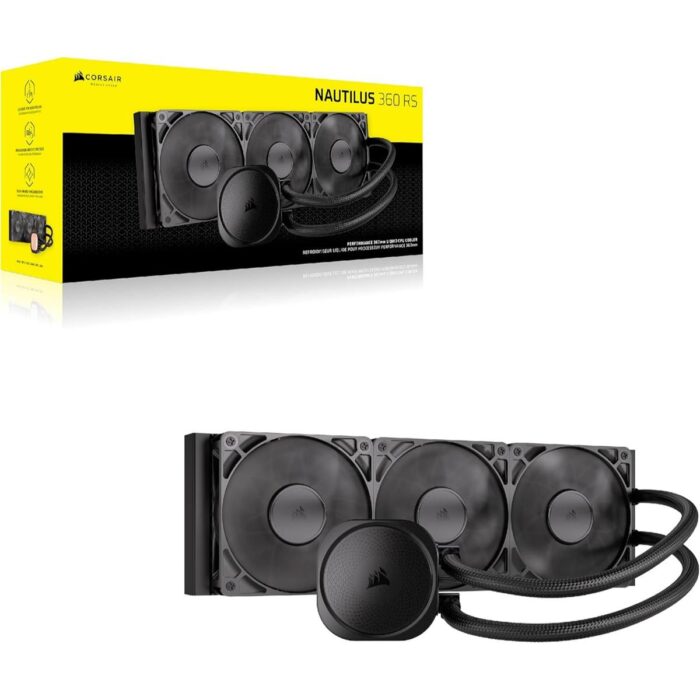 Corsair Nautilus 360 RS Liquid CPU Cooler, 360mm AIO, Low-Noise, Direct Motherboard Connection, Daisy-Chain, Intel LGA 1851/1700, AMD AM5/AM4, 3X RS120 Fans Included – Black - Image 2