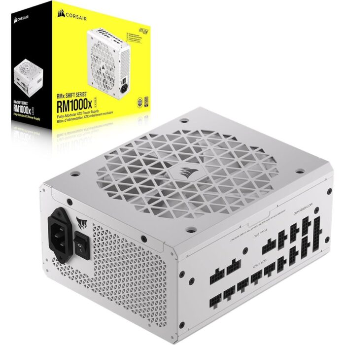 Corsair RM1000x Shift Fully Modular ATX Power Supply: 80 Plus Gold, ATX 3.1, PCIe 5.1, Zero RPM, Modular Side Interface - White - Image 2